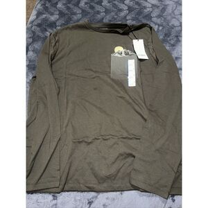 Men's Long Sleeve Graphic T-Shirt - Goodfellow & Co Dark Green/Shapes Small. Y